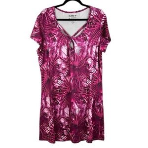 Reel Legends Tropical Performance Keep It Cool Short Sleeve Dress XL Pink